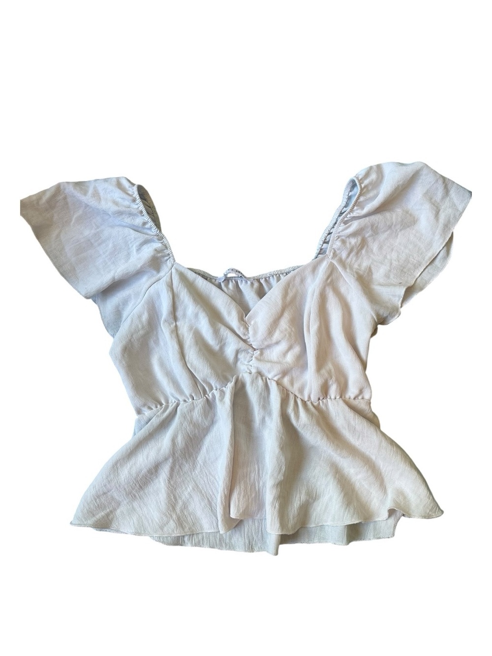 Miley & Molly // White // Flutter Sleeve Peplum Top